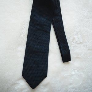 100% Silk Tie Black Square Pattern Made in Italy